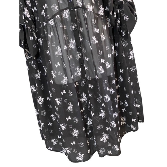 Torrid X Disney Minnie Mouse Babydoll Dress Size 2X Black Sheer Button Front - Picture 5 of 12